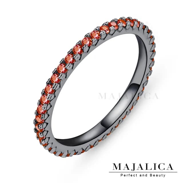 【Majalica】純銀戒指．黑色尾戒．新年禮物(E款紅鋯)