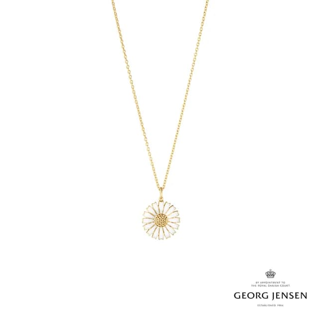 【Georg Jensen 官方旗艦店】DAISY 項鍊 - 線上獨賣款(18K黃金電鍍純銀 白瓷琺瑯)
