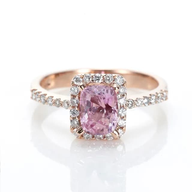 【DOLLY】1克拉 無燒斯里蘭卡橘粉蓮花藍寶石18K玫瑰金鑽石戒指-002(母親節 長輩送禮 交換禮物首選)