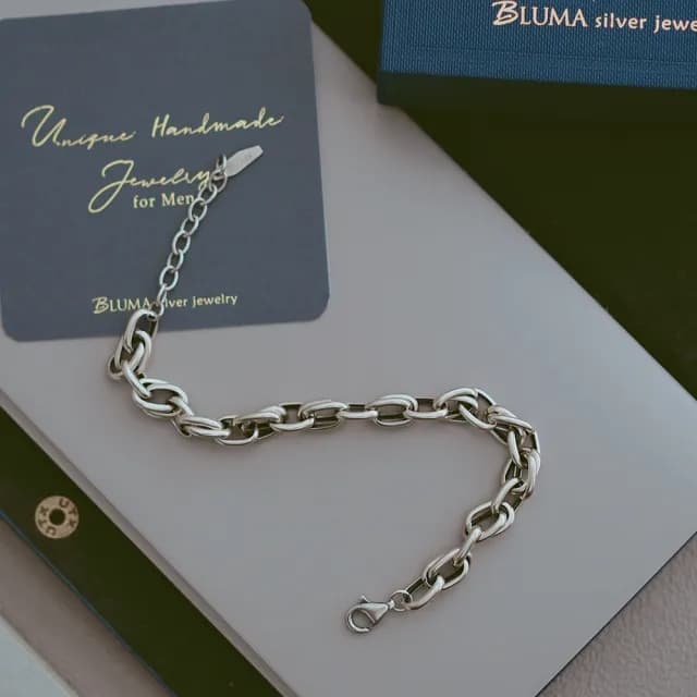 【BLUMA】男生手鏈 格調純銀手鍊 925純銀 男生禮物 個性 簡約 紳士 時尚男士 男女對鍊