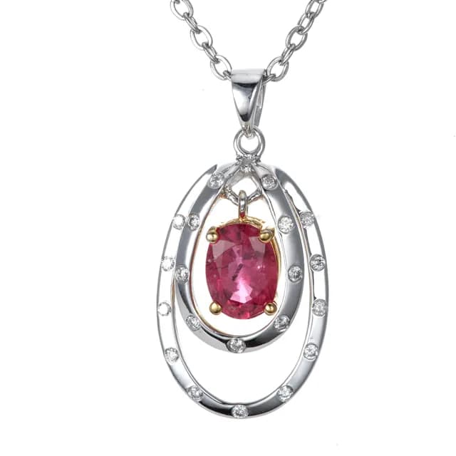 【DOLLY】1克拉 緬甸紅寶石14K金鑽石項鍊-007(母親節 長輩送禮 交換禮物首選)