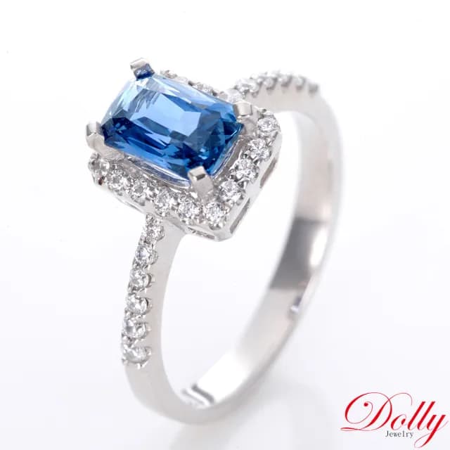 【DOLLY】1克拉 無燒斯里蘭卡艷彩矢車菊蘭藍寶石18K金鑽石戒指-013(母親節 長輩送禮 交換禮物首選)