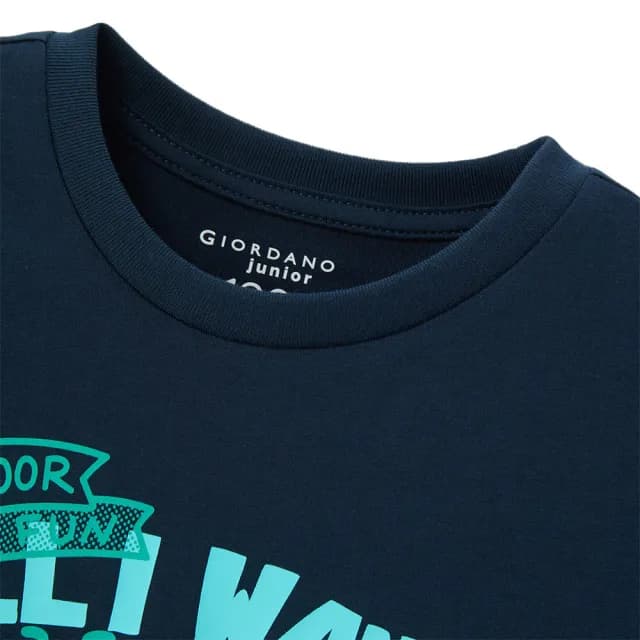 【GIORDANO 佐丹奴】童裝鱷魚插畫印花上衣(23 新海軍藍)