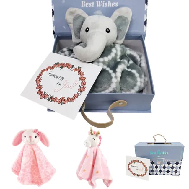 【Hudson Baby】彌月禮盒組-動物玩偶安撫巾(嬰兒玩偶寶寶滿月禮)