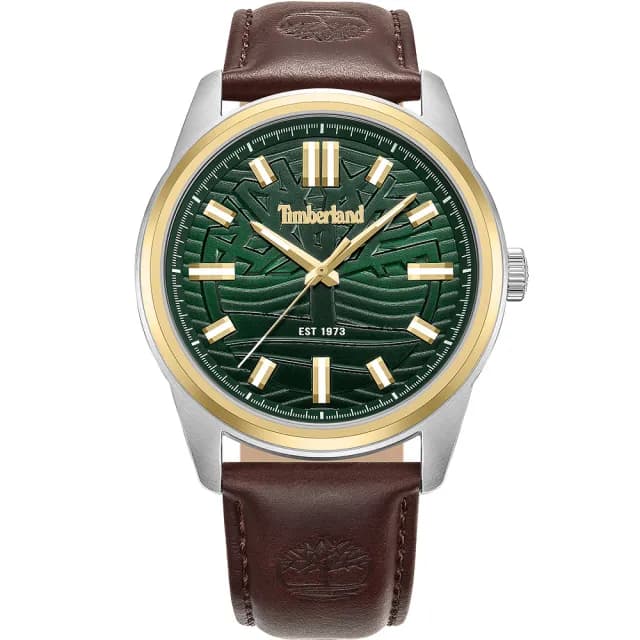 【Timberland】天柏嵐 NORTHBRDIGE系列 經典大樹大三針手錶-綠/45mm 禮物 送禮 推薦(TDWGB0041206)