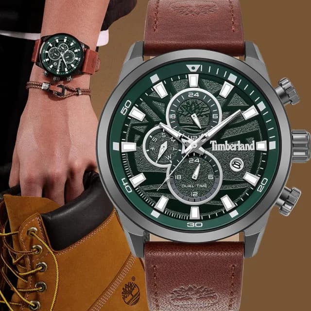 【Timberland】天柏嵐 HENNIKER II 兩地時間 三眼多功能腕錶 手錶-46mm 禮物 送禮 推薦(TDWGF0055601)