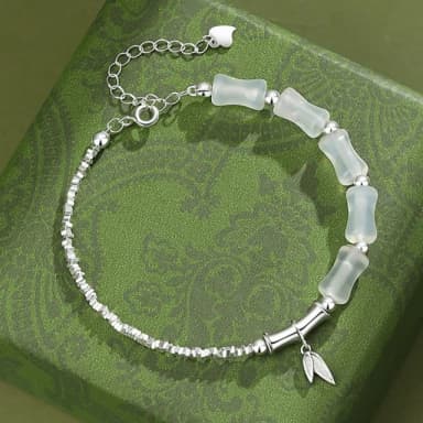 【MoonDy】竹節手鍊 純銀手鍊 招財手鍊 開運手鍊 百搭飾品 碎銀子 保平安 手鍊 手串 禮物