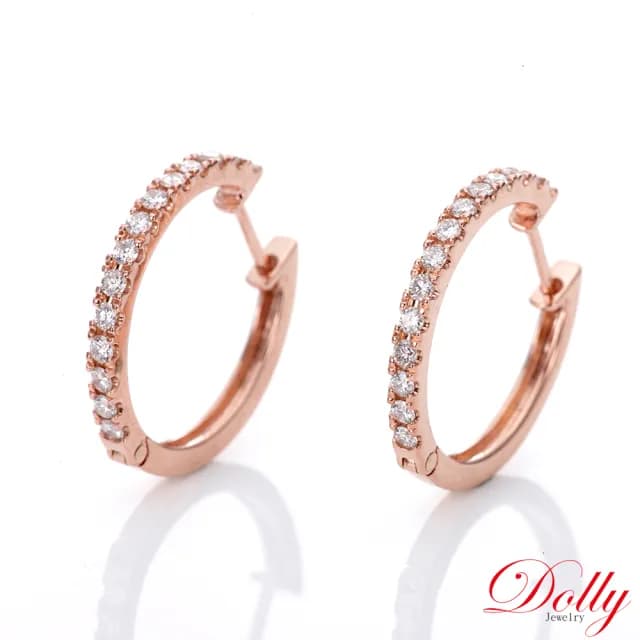 【DOLLY】0.45克拉 天然鑽石 F/VS2 18K玫瑰金鑽石耳環(母親節 長輩送禮 交換禮物首選)
