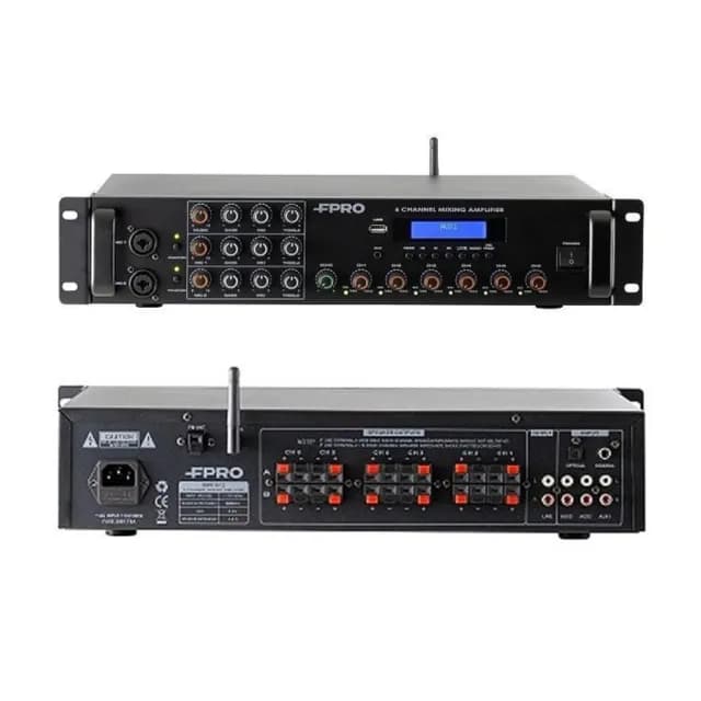 【FPRO】MA-818(六分區12聲道擴大機 支援藍芽、USB、AUX、FM、光纖和同軸)