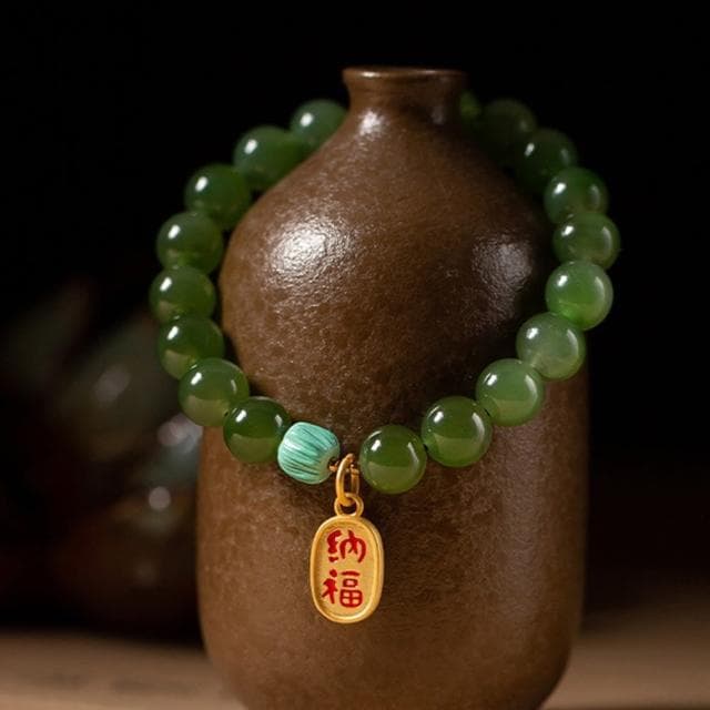 【MoonDy】和田玉手串 水晶手串 玉珠手串 百搭飾品 招財納福 保平安 手鍊 佛珠 玉手鍊 禮物