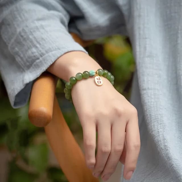 【MoonDy】和田玉手串 水晶手串 玉珠手串 百搭飾品 招財納福 保平安 手鍊 佛珠 玉手鍊 禮物