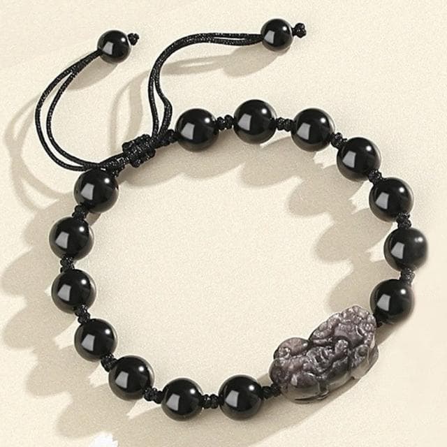 【MoonDy】水晶手鍊 草莓晶 黑曜石 銀耀石 手工編織 手環 招財納福 招桃花 串珠 貔貅 情侶手鍊 情人節禮物
