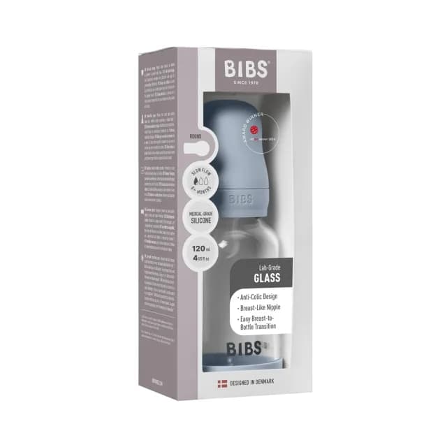 【BIBS】標準玻璃奶瓶-120ml(醫療級矽膠奶嘴 新生兒首選)