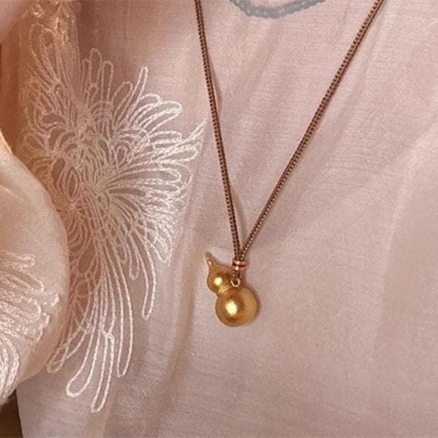 【Penny珮妮】越南沙金銅鍍真金葫蘆吊墜項鍊毛衣鍊(母親節 父親節 交換禮物 生日 情人節 尾牙 新年 結婚)