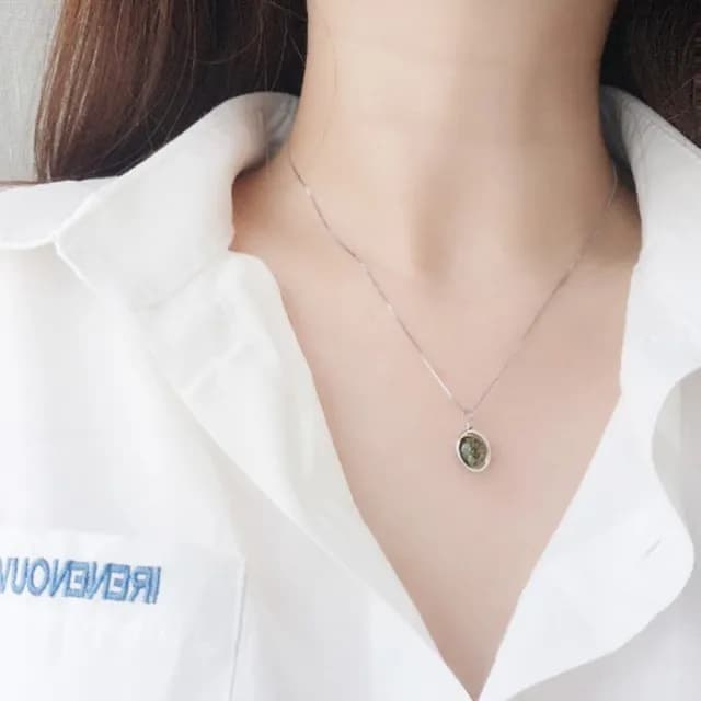 【Penny珮妮】S925銀綠幽靈水晶項鍊(母親節 情人節 生日禮物 交換禮物 送女友 尾牙 新年 結婚)