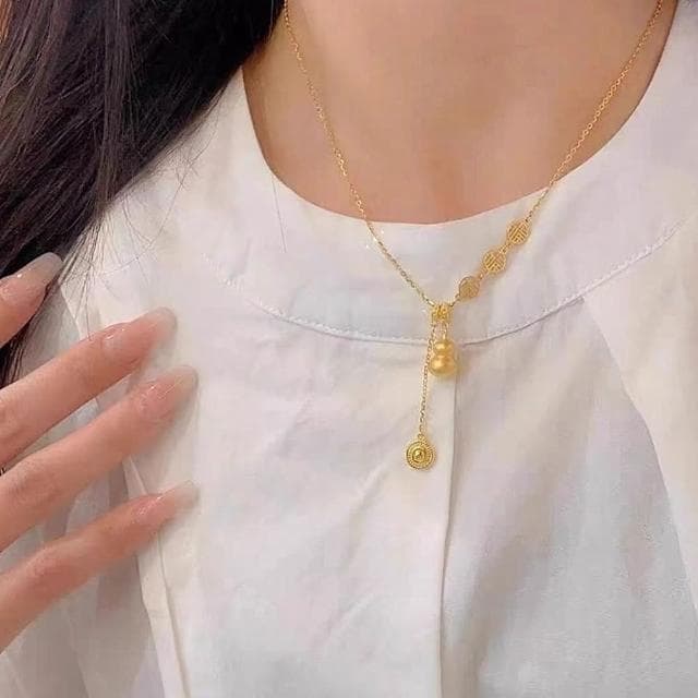 【Penny珮妮】越南沙金葫蘆福祿疊戴項鍊毛衣鏈(母親節 送女友 交換禮物  生日禮 情人節 尾牙 新年 結婚)