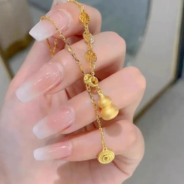 【Penny珮妮】越南沙金葫蘆福祿疊戴項鍊毛衣鏈(母親節 送女友 交換禮物  生日禮 情人節 尾牙 新年 結婚)