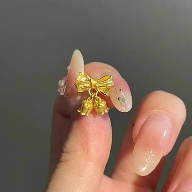 【Penny珮妮】越南沙金蝴蝶結鈴蘭花耳釘(母親節 送女友 交換禮物  生日禮 情人節 尾牙 新年 結婚)