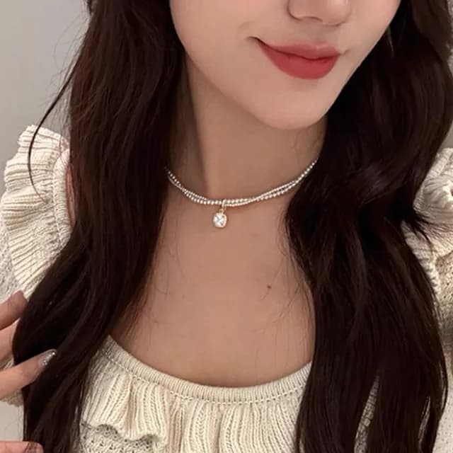 【Penny珮妮】雙層方糖疊戴珍珠項鍊毛衣鍊(母親節 送女友 交換禮物 生日禮 情人節 尾牙 新年 結婚)