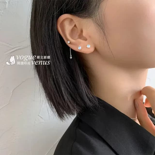 【維克維娜】月光石旋轉扣925純銀耳環