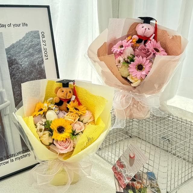 【天使愛美麗】畢業花束 畢業禮物 畢業熊花束 小熊花束 向日葵 太陽花(教師節禮物)