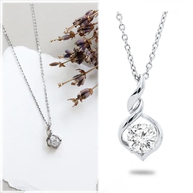 【Vividventure 亞帝芬奇】雙11限時購 30分 G-H 天然鑽石 鑽石 項鍊 心。繞(925銀台+925銀鍊)