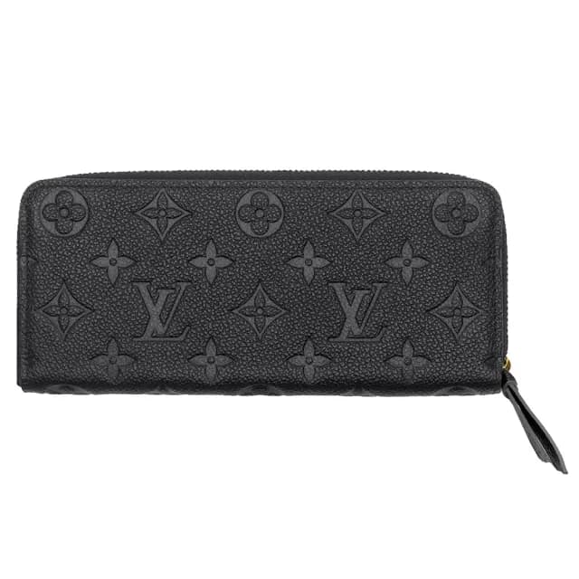 【Louis Vuitton 路易威登】M60171 經典Clemence系列Monogram Empreinte皮革壓紋拉鍊長夾/錢包(黑色)