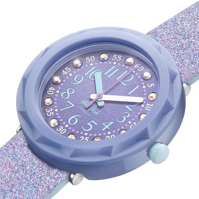 【Flik Flak】兒童錶 LILAXUS 粉紫星星 兒童手錶 兒童禮物 手錶 瑞士錶(36.7mm)