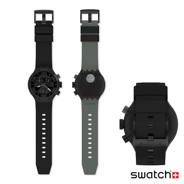 【SWATCH】CHECKPOINT BLACK 大錶面手錶/男錶/女錶/瑞士製造 SB02B400(47mm)