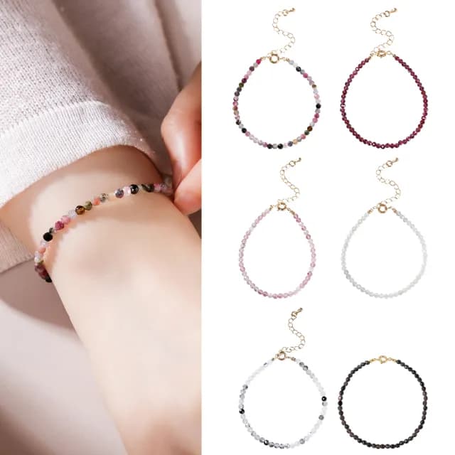 【MARIGOLD 美爾朵】女生手鍊｜開運避邪招財桃花細水晶手鍊(黑曜石/黑髮金/彩碧璽/石榴石/草莓晶/葡萄石)