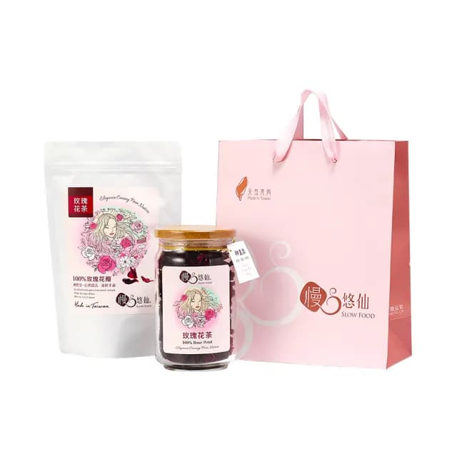 【慢悠仙】神農獎玫瑰花茶 20g 罐裝+袋裝組(台灣/可沖泡40壺/SGS無農藥/伴手禮/無咖啡因無糖/花草茶養生茶)