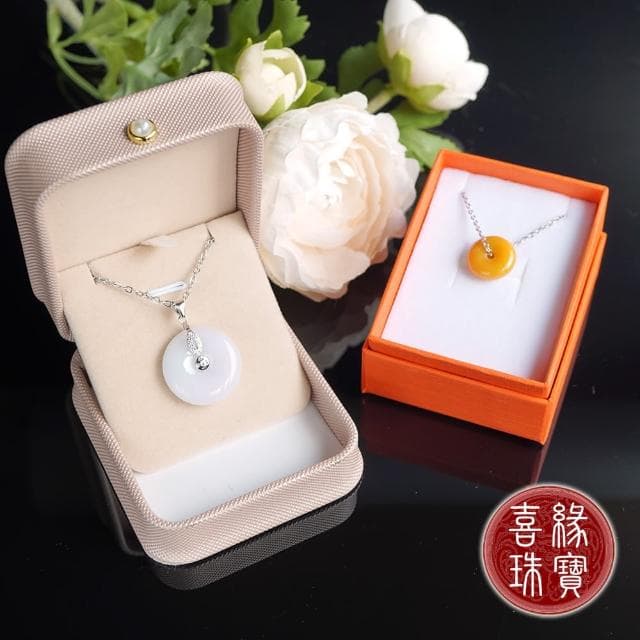 【喜緣玉品】天然翡翠紫羅蘭春帶彩平安扣超值組合項鍊(買一送一)