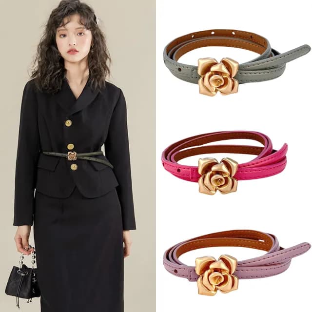 【MoonDy】情人節禮物 腰帶 褲帶 皮帶真皮 牛皮皮帶 洋裝皮帶 精品皮帶 女士皮帶 細腰帶 毛衣皮帶 高質感