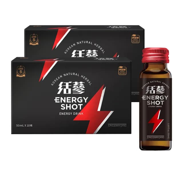 【正官庄】買一送一★活蔘28D ENERGY SHOT 2盒組-50mlx10瓶/盒(3倍牛磺酸/專利瓜拿納發酵液)