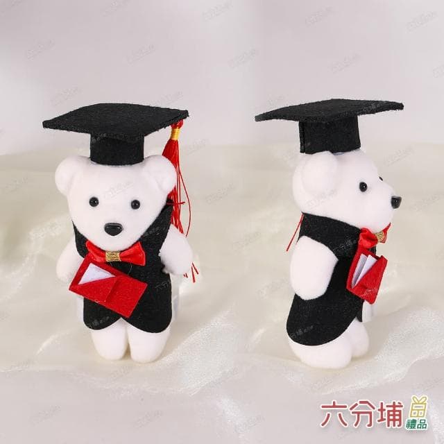 【六分埔禮品】LED畢業小熊拿證書33cm-附提袋(擺飾畢業禮物可愛小熊花束畢業熊娃娃學士帽)