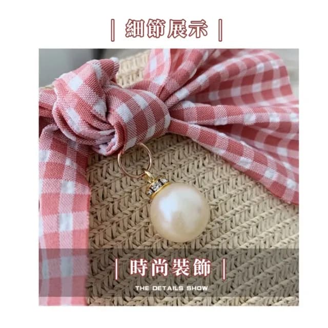 【森林歐】情人節禮物 小清新蝴蝶結手工草編迷你小包(珍珠 側背包 單肩包 可愛 隨身小包 小廢包 斜跨包 潮