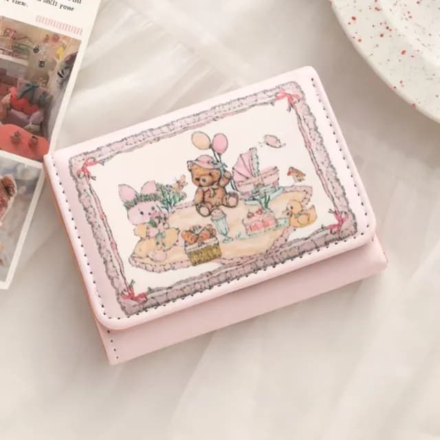 【野餐時光】春日野餐防消磁多卡位錢包(短夾 零錢包 卡夾 小卡包 信用卡 多卡位卡夾 大容量 按 