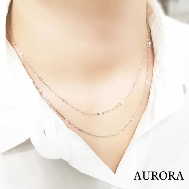【AURORA 歐羅拉】百搭萬用閃歐O鍊 鉑金鍊(0.95g)