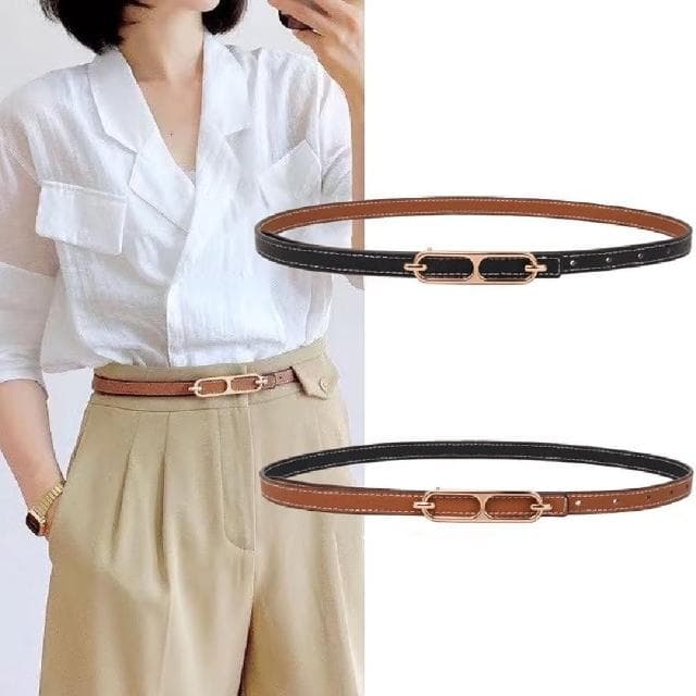 【米蘭精品】現貨+預購 皮帶真皮腰帶(高級感雙面百搭時尚細腰帶女配件情人節生日聖誕節交換禮物9色74eg1)