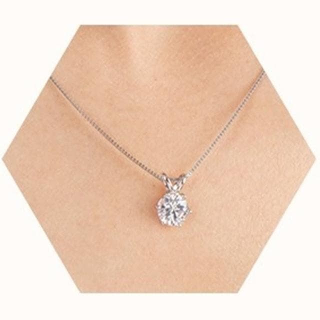 【MoonDy】項鍊 鋯石項鍊 莫桑石項鍊 銀飾 六爪項鍊 飾品 s925純銀 鎖骨鏈 女生項鍊 首飾 一克拉項鍊 禮物