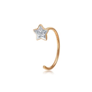 【點睛品】Ear Play 18K玫瑰金閃耀星星鑽石耳環(單邊耳飾)