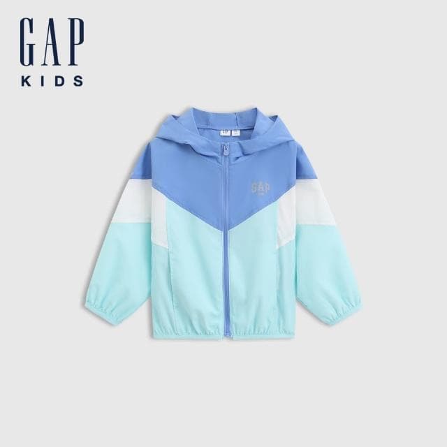【GAP】兒童裝 Logo印花連帽外套-藍色(675574)