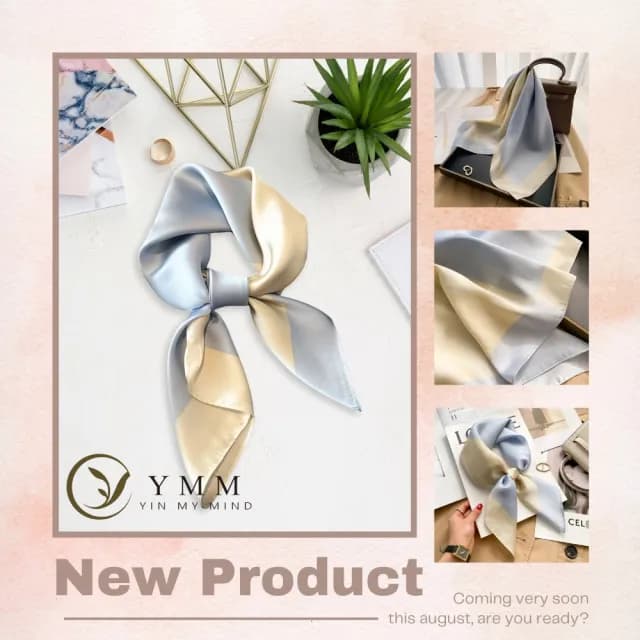 【YIN MY MIND】法式悠閒輕奢質感仿真絲方巾(清新雙色/絲巾/方巾)