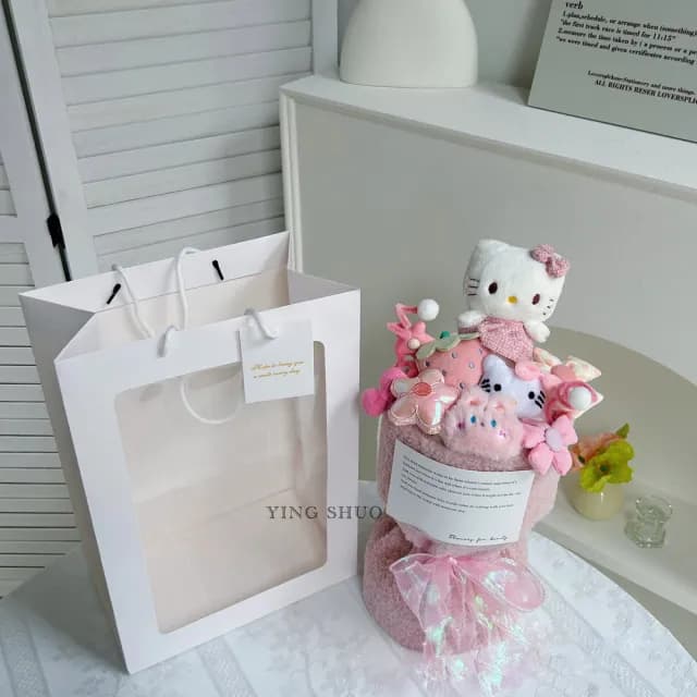【YING SHUO】創意可愛毛絨娃娃花束 贈禮盒袋(告白 求婚 情人節 玩偶 佈置 七夕 畢業 女生禮物 兒童節禮物)