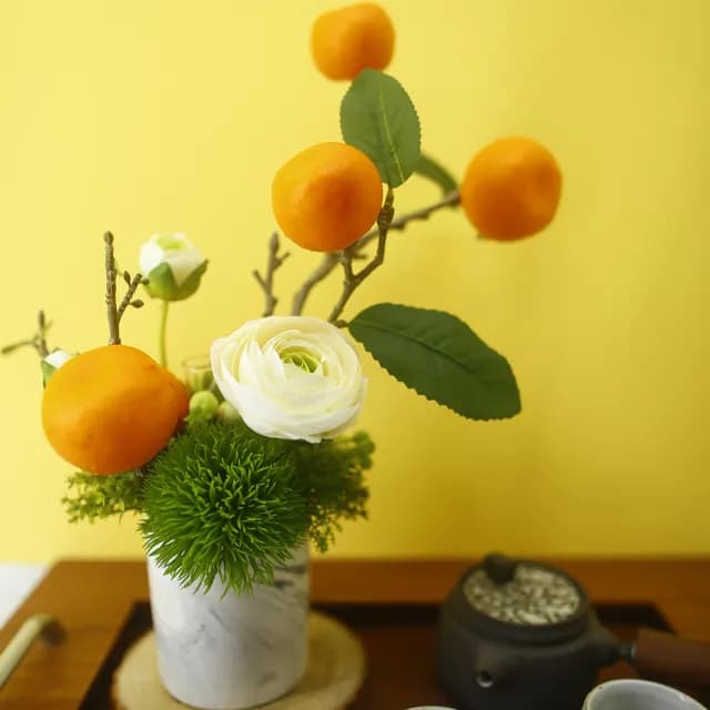 【HUGO DECO 榆果傢飾】大吉大利高擬真橘子樹陸蓮香氛花禮(開幕/端午節/送花/佈置/送禮)