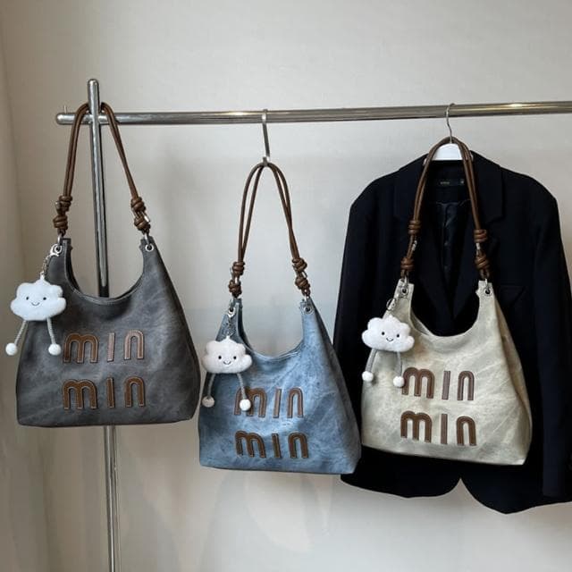 【Starshop】贈掛件 minmin牛仔托特包 休閑百搭高級感單肩包 斜背包 側肩包 側背包 包包女(母親節禮物)