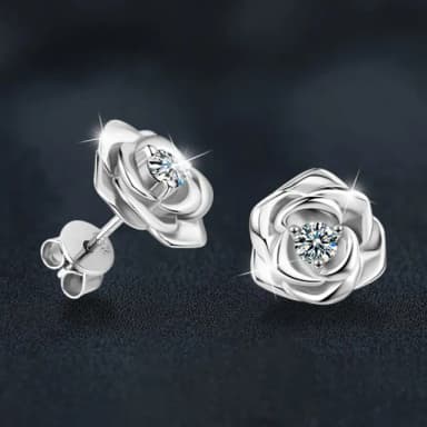 【LEESA】925純銀\耳環女\玫瑰花\耳釘\小眾設計\輕奢\高級感\簡約ins風\通體純銀\耳飾\造型耳環