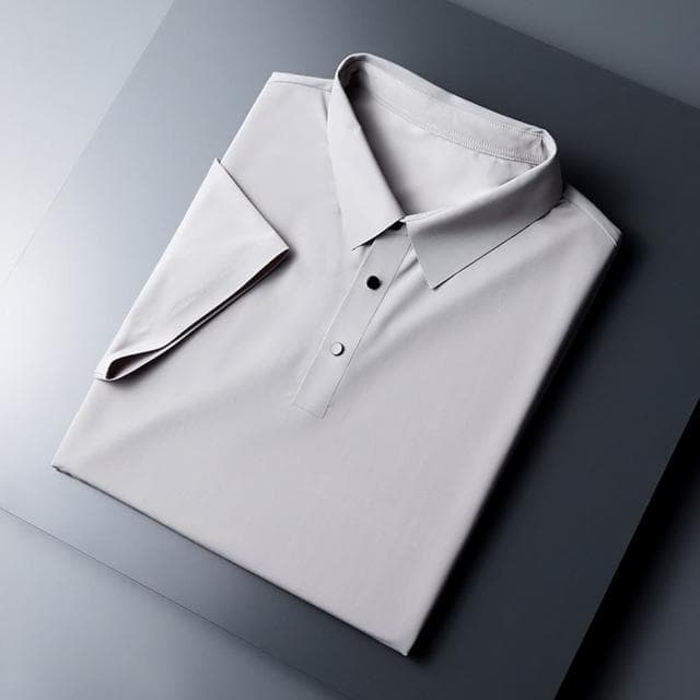 【米蘭精品】現貨出清 不退換 冰絲POLO衫短袖上衣(夏季無痕純色修身男裝父親節禮物8色74ey25)