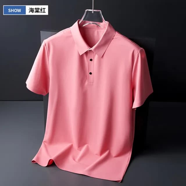 【米蘭精品】現貨秒發 冰絲POLO衫短袖上衣(夏季無痕純色修身男裝父親節禮物8色74ey25)
