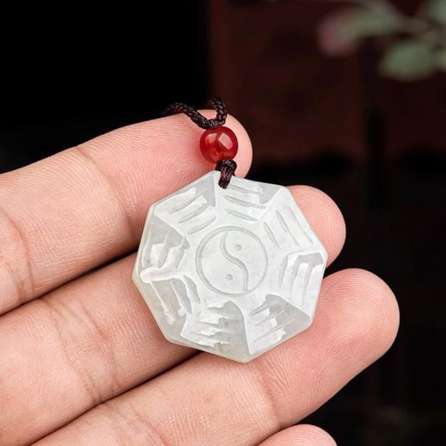 【MoonDy】八卦玉 八卦項鍊 吊墜 吊飾 玉石項鍊 招財納福 保平安 玉珮 翡翠 護身符 男女同款 送媽媽 禮物